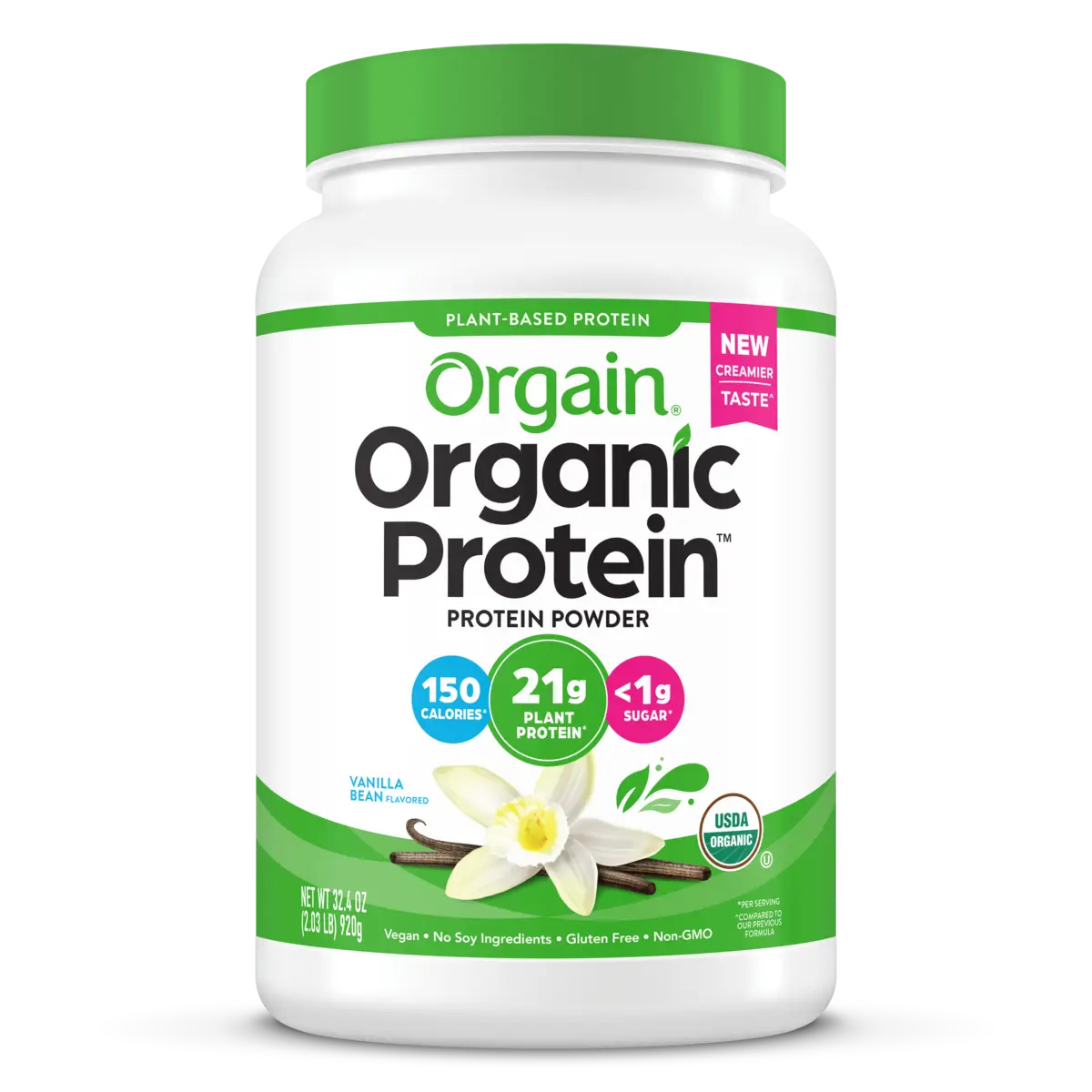 Orgain Organic Vegan 21g Protein Powder - Plant Based Vanilla Bean -- 32.4 oz