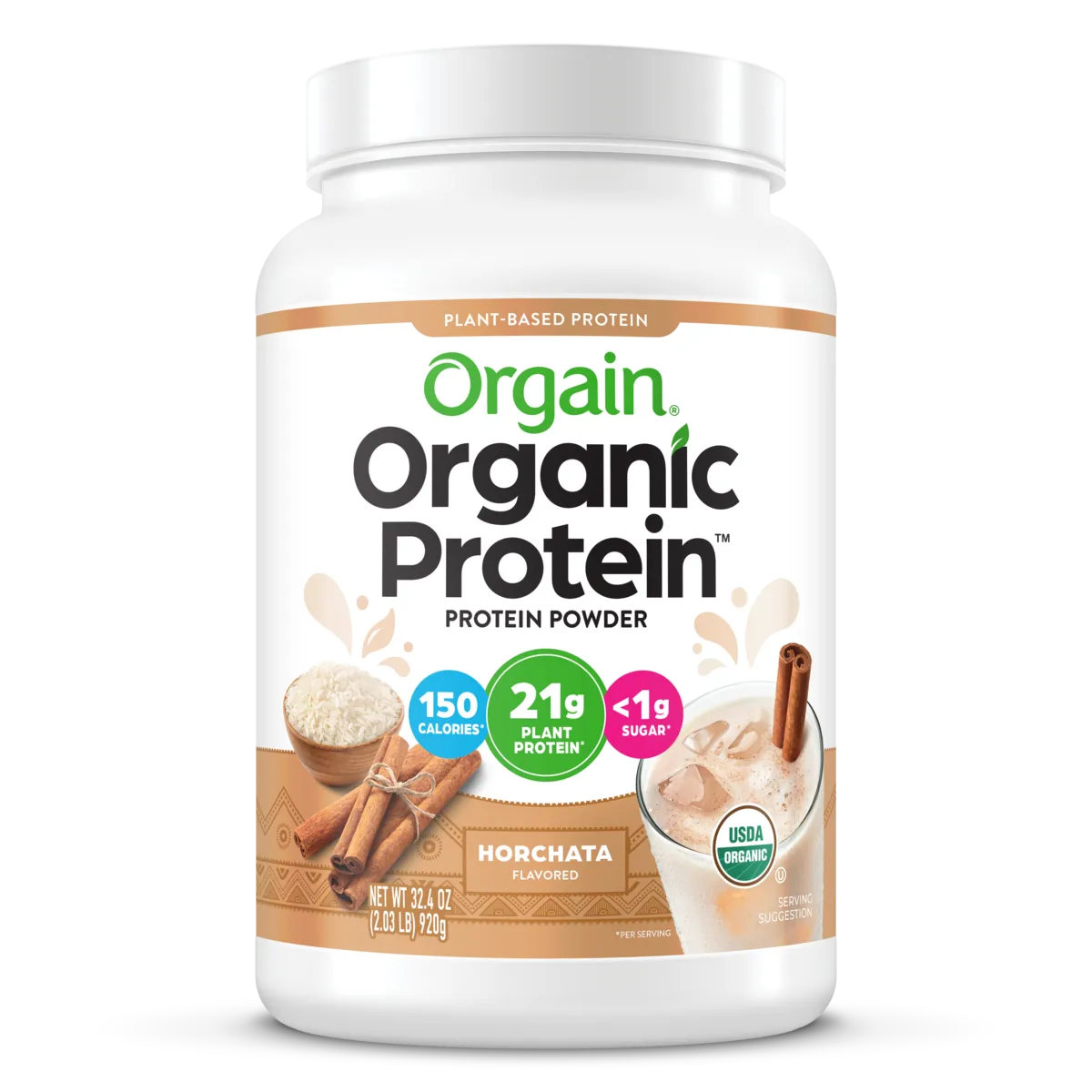 Orgain Organic Vegan 21g Protein Powder - Plant Based Vanilla Horchata -- 32.4 oz