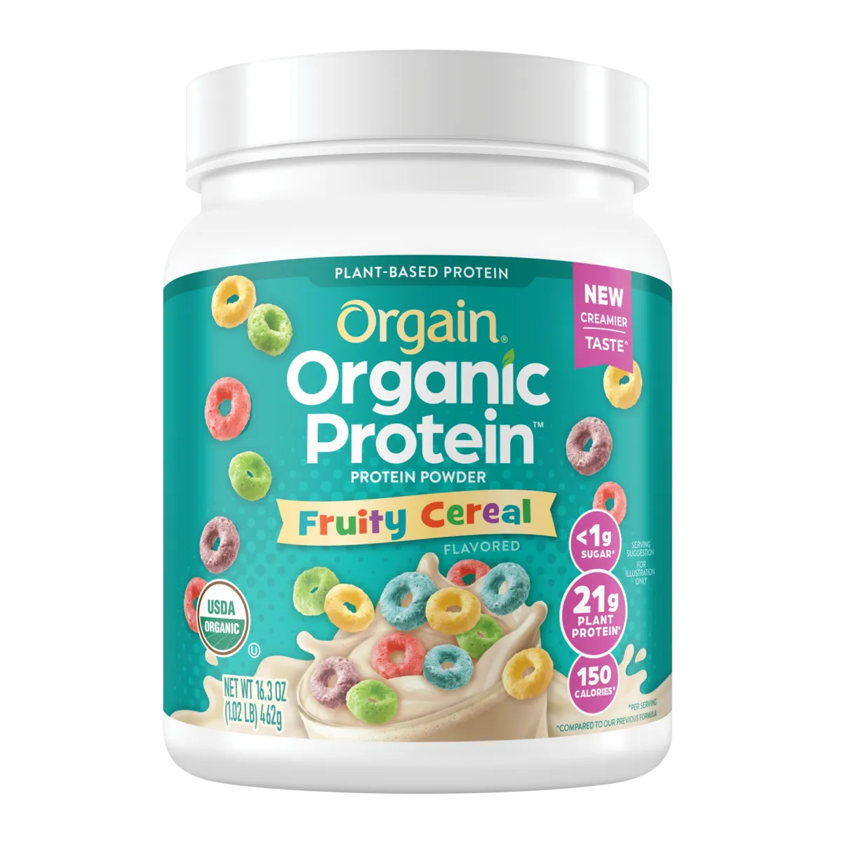 Orgain Organic Vegan 21g Protein Powder - Plant Based Fruity Cereal -- 32.4 oz